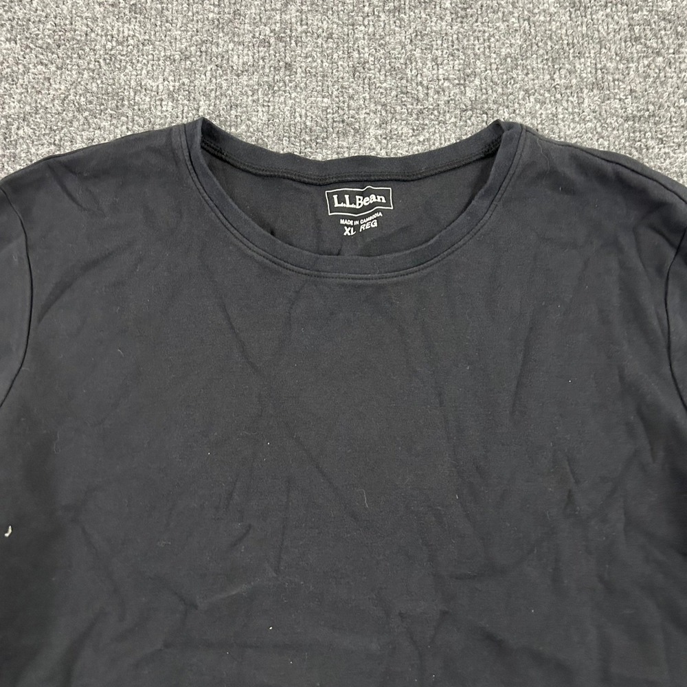 L.L.Bean Shirt Womens XL Black Cotton Long Sleeve Crew Neck Regular Fit Basic
